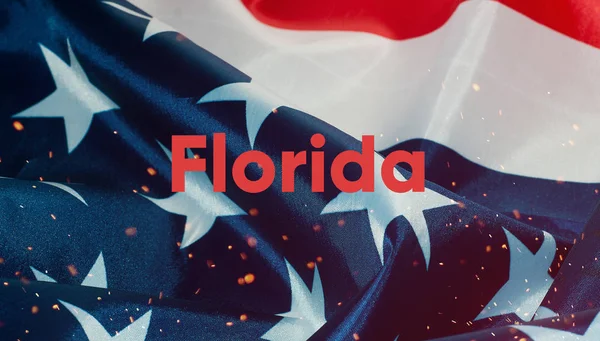 佛罗里达的文本, 美利坚合众国的国旗 — 图库照片