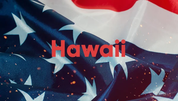 Text hawaii, Flagge der Vereinigten Staaten von Amerika — Stockfoto