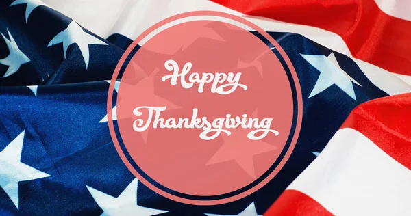 Happy Thanksgiving banner, US flag background