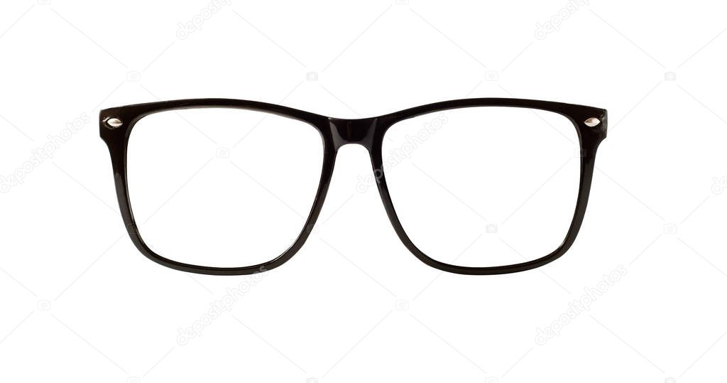 Black glasses isolated on white background,