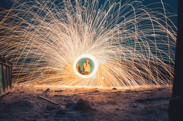 Amazing steel wool fire,