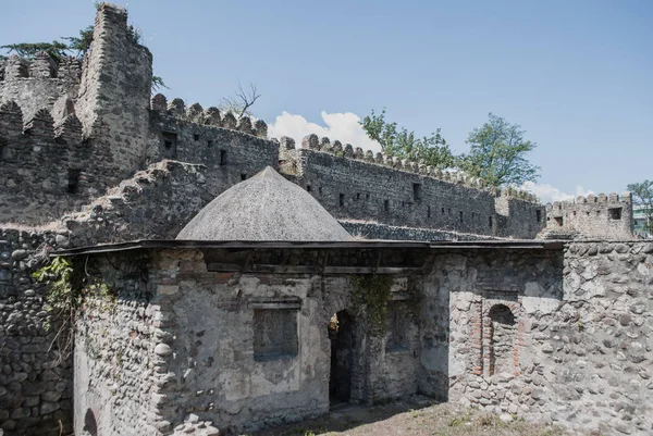 An old fortress in an ancient city. fortress wall made of stone,