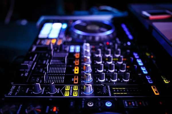 DJ control panel in the club