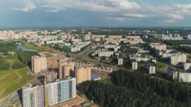 OBNINSK, KALUGA REGIONdrone Rusya 'nın ilk bilim şehri üzerinde uçuyor.