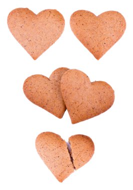 Hearts kurabiyesi. Aşk hikayesi. İki ayrı kalp. İki kalp bir arada. Kırık kalp