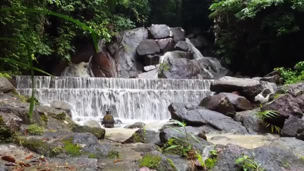 Kathu Waterval Prachtig Regenwoud Het District Kathu Phuket Thailand — Stockvideo