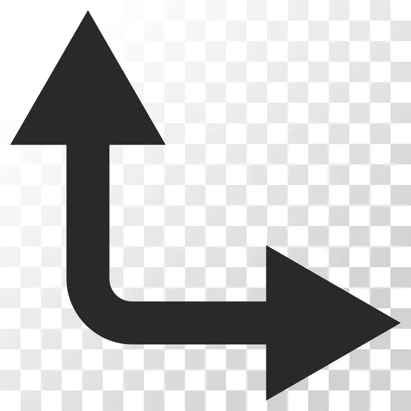 Flecha de bifurcación derecha hacia arriba icono del vector — Vector de stock