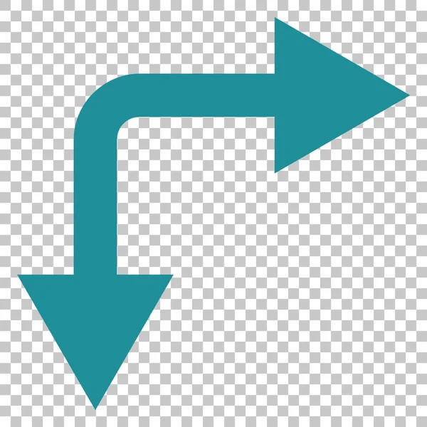 Flèche de bifurcation Icône vectorielle droite vers le bas — Image vectorielle