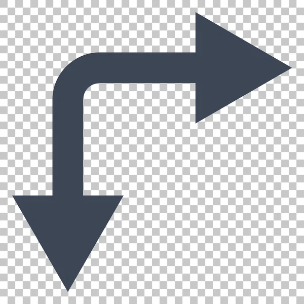 Flecha de bifurcación derecha hacia abajo icono del vector — Vector de stock