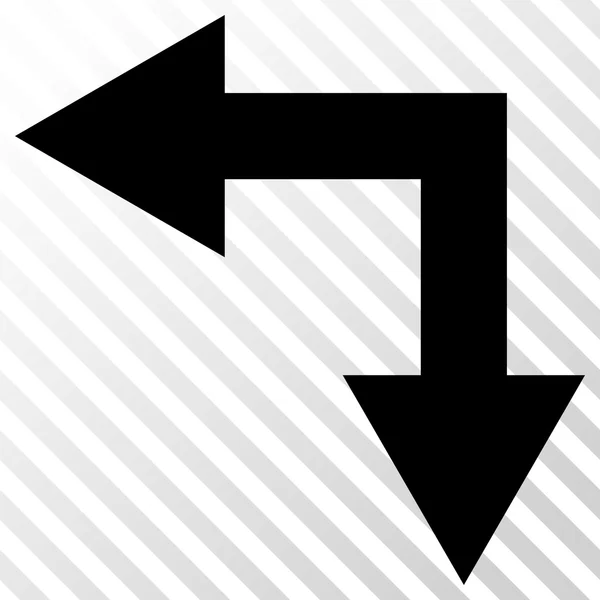 Flecha de bifurcación izquierda abajo icono del vector — Archivo Imágenes Vectoriales