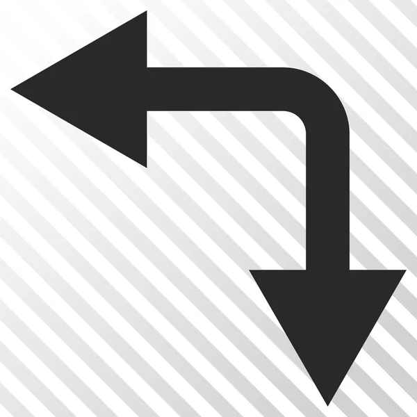 Bifurcation Arrow Left Down Vector Icon — Stock Vector