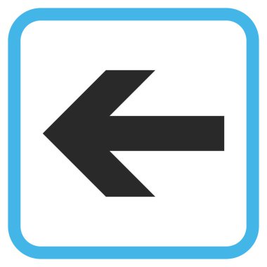 Ok sol vektör simgesi bir çerçeve içinde