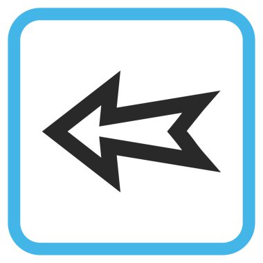 Ok sol vektör simgesi bir çerçeve içinde