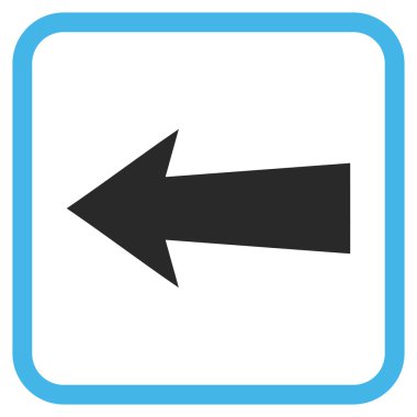 Ok sol vektör simgesi bir çerçeve içinde