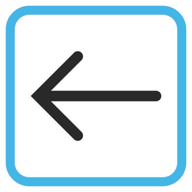 Ok sol vektör simgesi bir çerçeve içinde