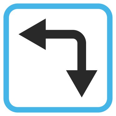 Vektör simgesi bir çerçeve içinde aşağı sol çatallanma ok