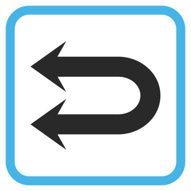 Çift sol ok vektör simgesi bir çerçeve içinde