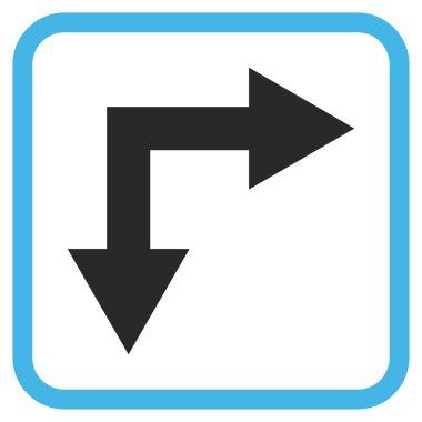 Vektör simgesi bir çerçeve içinde aşağı doğru çatallanma ok