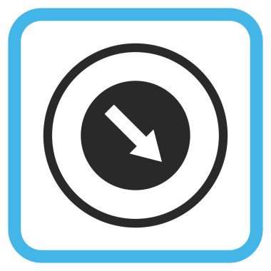 Aşağı doğru yuvarlak ok vektör simgesi bir çerçeve içinde