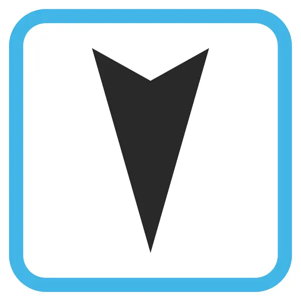 Ícone do vetor de Arrowhead para baixo em um quadro — Vetor de Stock