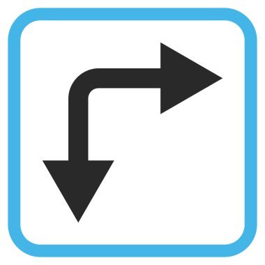 Vektör simgesi bir çerçeve içinde aşağı doğru çatallanma ok