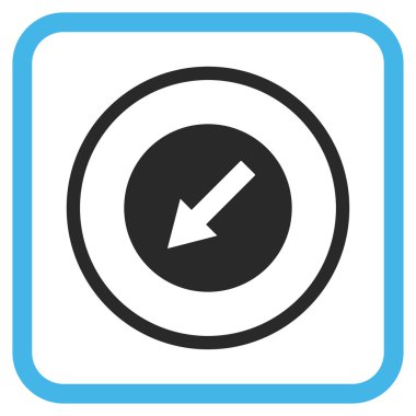 Aşağı sol yuvarlak ok vektör simgesi bir çerçeve içinde