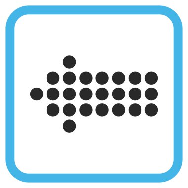 Noktalı ok sol vektör simgesi bir çerçeve içinde