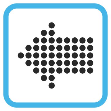 Noktalı ok sol vektör simgesi bir çerçeve içinde