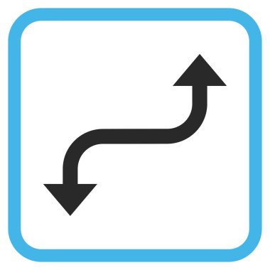 Tam tersi ok vektör simgesi bir çerçeve içinde kavisli