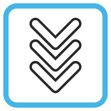 İşaretçi vektör simgesi bir çerçeve içinde aşağı üçlü