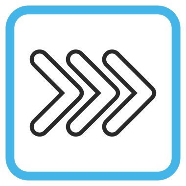 İşaretçi doğru vektör simgesi bir çerçeve içinde üçlü