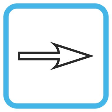 Keskin ok doğru vektör simgesi bir çerçeve içinde