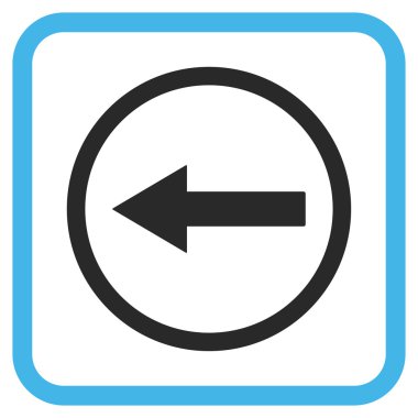 Sol ok vektör simgesi bir çerçeve içinde yuvarlak