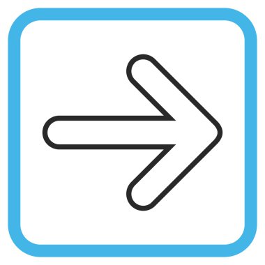 Yuvarlak ok doğru vektör simgesi bir çerçeve içinde