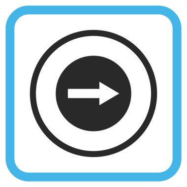 Sağ ok vektör simgesi bir çerçeve içinde yuvarlak