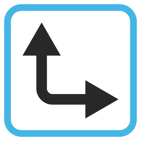Bifurcatie pijl rechts omhoog Vector Icon In een Frame — Stockvector