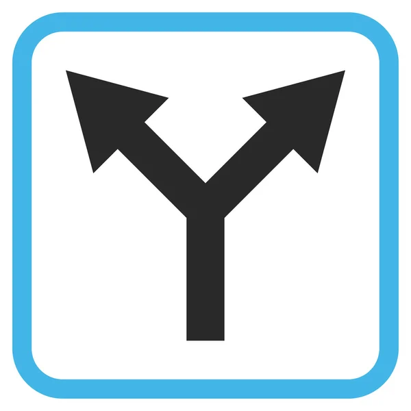 Freccia biforcazione su icona vettoriale in una cornice — Vettoriale Stock