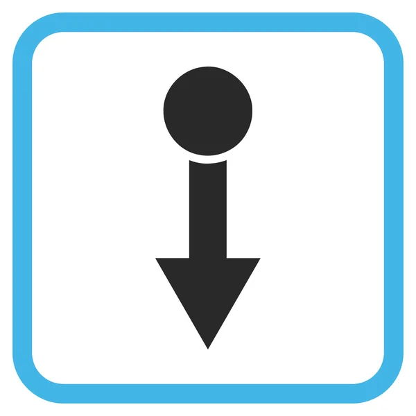 Puxe o ícone do vetor para baixo em uma moldura — Vetor de Stock