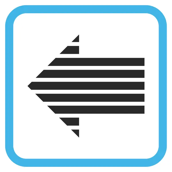 Freccia a strisce Icona vettoriale sinistra in una cornice — Vettoriale Stock