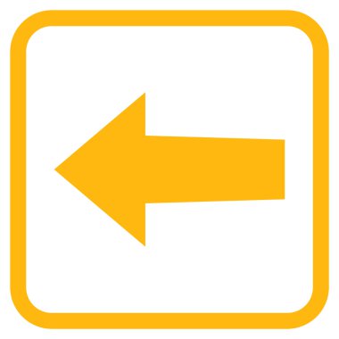 Ok sol vektör simgesi bir çerçeve içinde