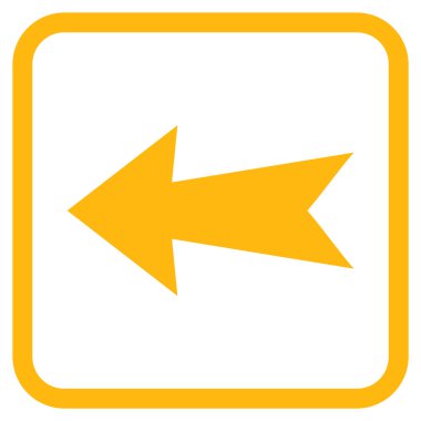 Ok sol vektör simgesi bir çerçeve içinde