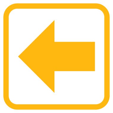 Ok sol vektör simgesi bir çerçeve içinde