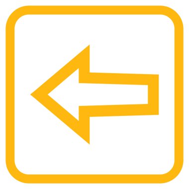 Ok sol vektör simgesi bir çerçeve içinde