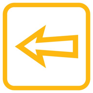 Ok sol vektör simgesi bir çerçeve içinde