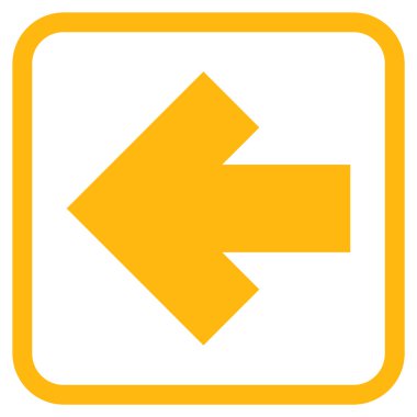 Ok sol vektör simgesi bir çerçeve içinde