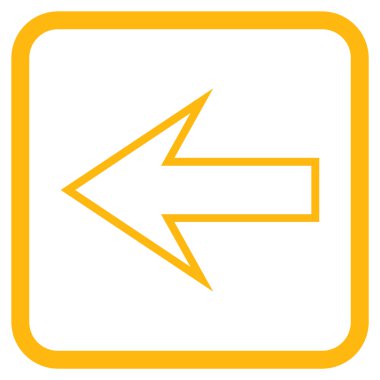 Ok sol vektör simgesi bir çerçeve içinde