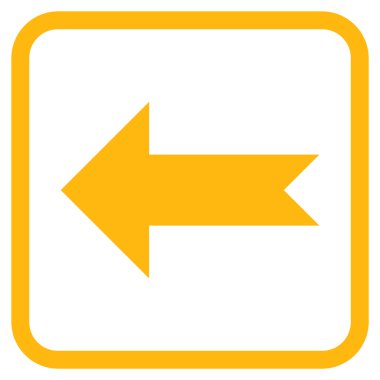 Ok sol vektör simgesi bir çerçeve içinde