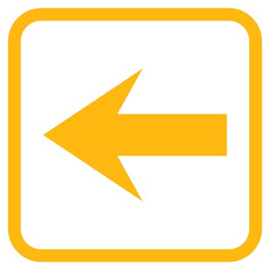 Ok sol vektör simgesi bir çerçeve içinde