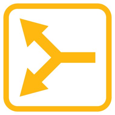 Bifurkasyon ok sol vektör simgesi bir çerçeve içinde