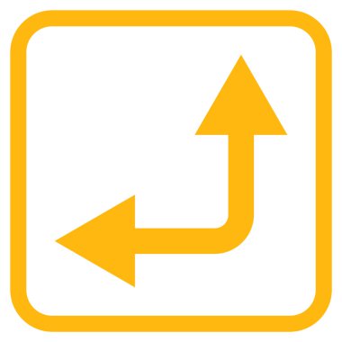 Vektör simgesi bir çerçeve içinde yukarı sol çatallanma ok